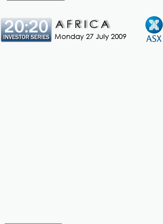 20:20 Investor Series 'africa', 27 July 2009, The Amora Jamison Hotel, Sydney